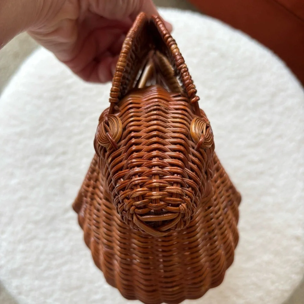 Wicker Rabbit Basket woven wood planter‎ Easter